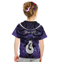 Personalised Maori Matariki Hei Matau Waiporoporo Kid T Shirt Maori Kowhaiwhai Pattern Galaxy LT01 - Polynesian Pride