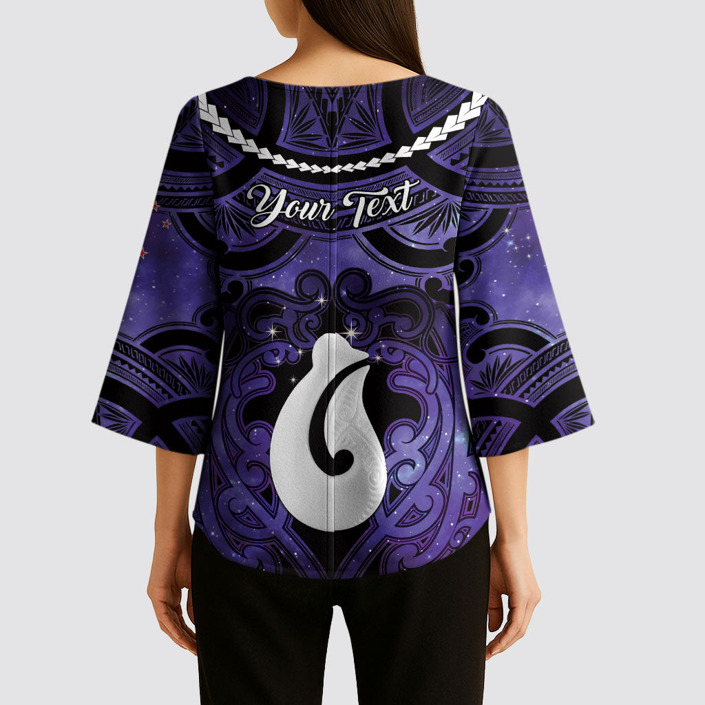 Personalised Maori Matariki Hei Matau Waiporoporo Kimono Sleeve Blouse Maori Kowhaiwhai Pattern Galaxy