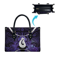 Maori Matariki Hei Matau Waiporoporo Leather Bag Maori Kowhaiwhai Pattern Galaxy