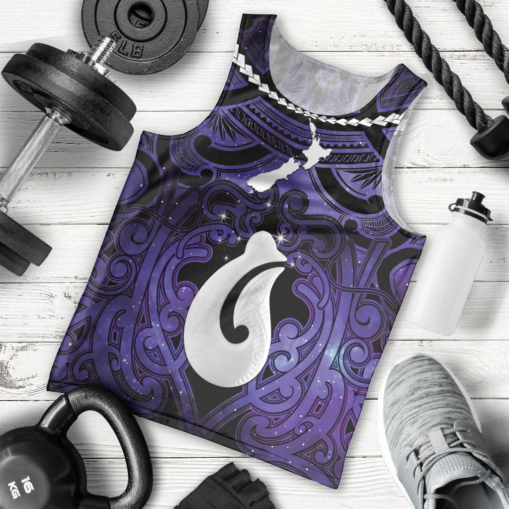 Personalised Maori Matariki Hei Matau Waiporoporo Men Tank Top Maori Kowhaiwhai Pattern Galaxy