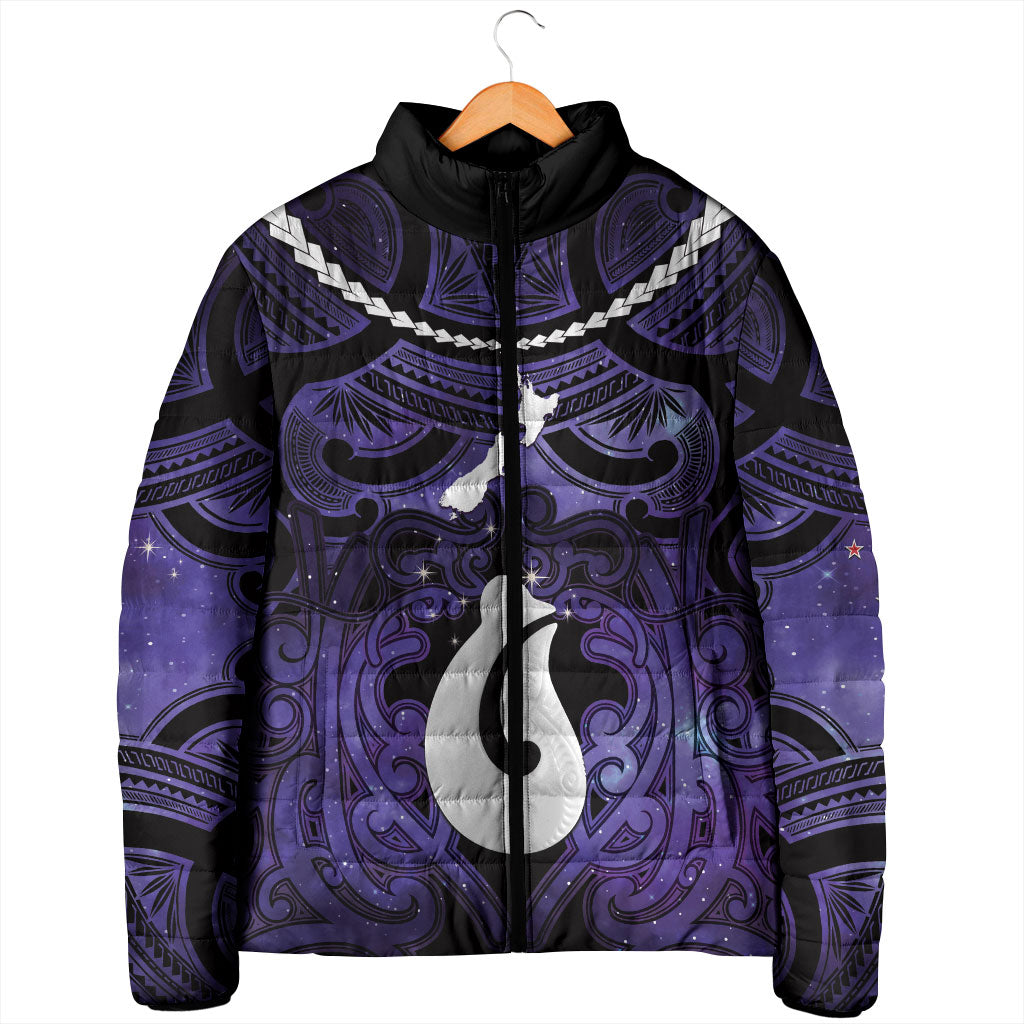 Personalised Maori Matariki Hei Matau Waiporoporo Padded Jacket Maori Kowhaiwhai Pattern Galaxy
