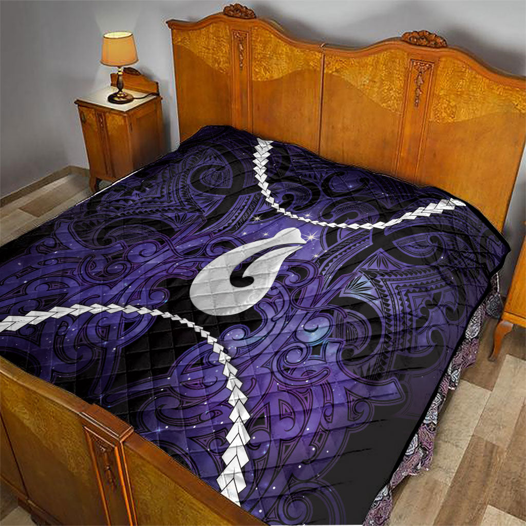 Maori Matariki Hei Matau Waiporoporo Quilt Maori Kowhaiwhai Pattern Galaxy