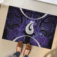 Maori Matariki Hei Matau Waiporoporo Rubber Doormat Maori Kowhaiwhai Pattern Galaxy