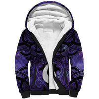 Personalised Maori Matariki Hei Matau Waiporoporo Sherpa Hoodie Maori Kowhaiwhai Pattern Galaxy LT01 Unisex Purple - Polynesian Pride