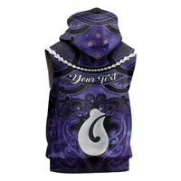 Personalised Maori Matariki Hei Matau Waiporoporo Sleeveless Zip Hoodie Maori Kowhaiwhai Pattern Galaxy LT01 - Polynesian Pride