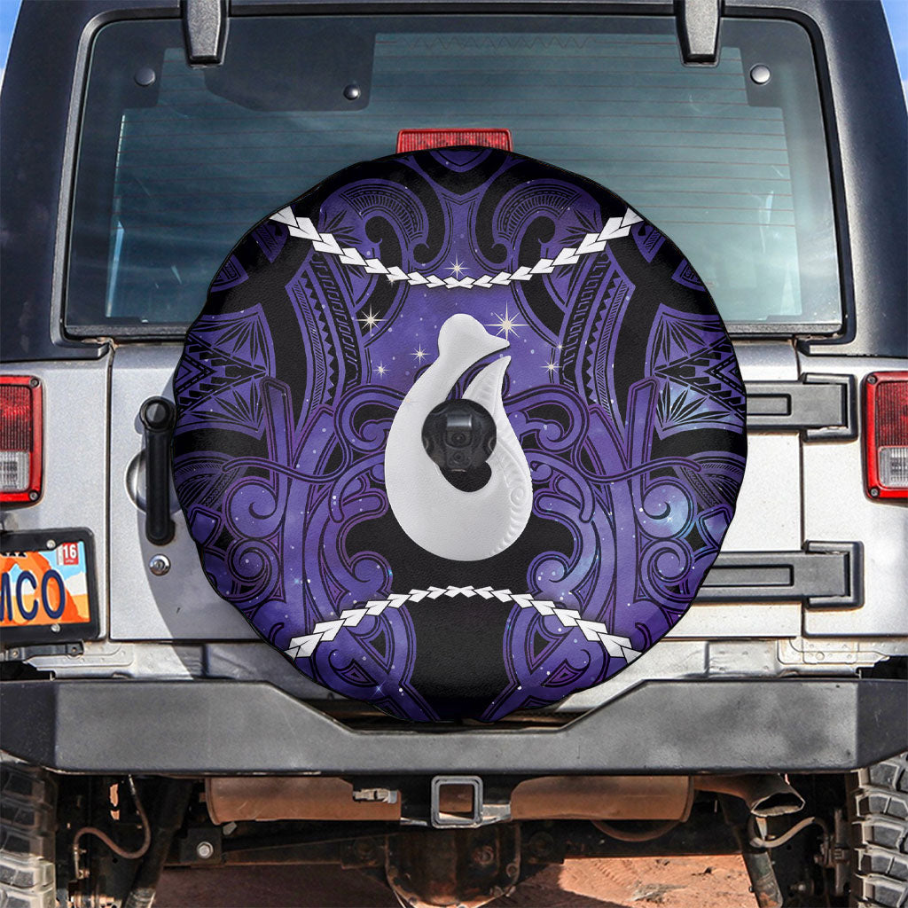Maori Matariki Hei Matau Waiporoporo Spare Tire Cover Maori Kowhaiwhai Pattern Galaxy LT01 Purple - Polynesian Pride