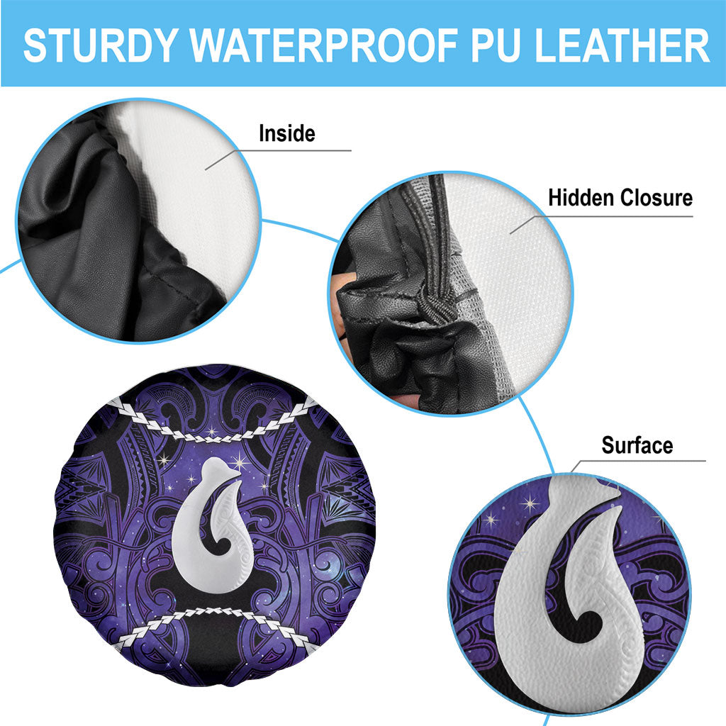 Maori Matariki Hei Matau Waiporoporo Spare Tire Cover Maori Kowhaiwhai Pattern Galaxy LT01 - Polynesian Pride