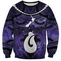 Personalised Maori Matariki Hei Matau Waiporoporo Sweatshirt Maori Kowhaiwhai Pattern Galaxy LT01 Unisex Purple - Polynesian Pride