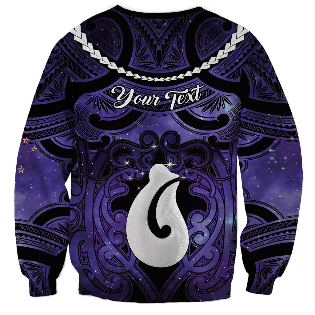 Personalised Maori Matariki Hei Matau Waiporoporo Sweatshirt Maori Kowhaiwhai Pattern Galaxy LT01 - Polynesian Pride