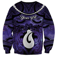 Personalised Maori Matariki Hei Matau Waiporoporo Sweatshirt Maori Kowhaiwhai Pattern Galaxy LT01 - Polynesian Pride