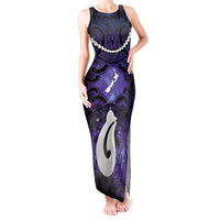 Personalised Maori Matariki Hei Matau Waiporoporo Tank Maxi Dress Maori Kowhaiwhai Pattern Galaxy LT01 Women Purple - Polynesian Pride
