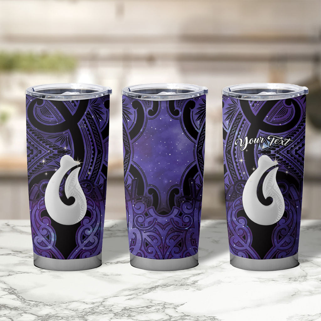Personalised Maori Matariki Hei Matau Waiporoporo Tumbler Cup Maori Kowhaiwhai Pattern Galaxy LT01 - Polynesian Pride