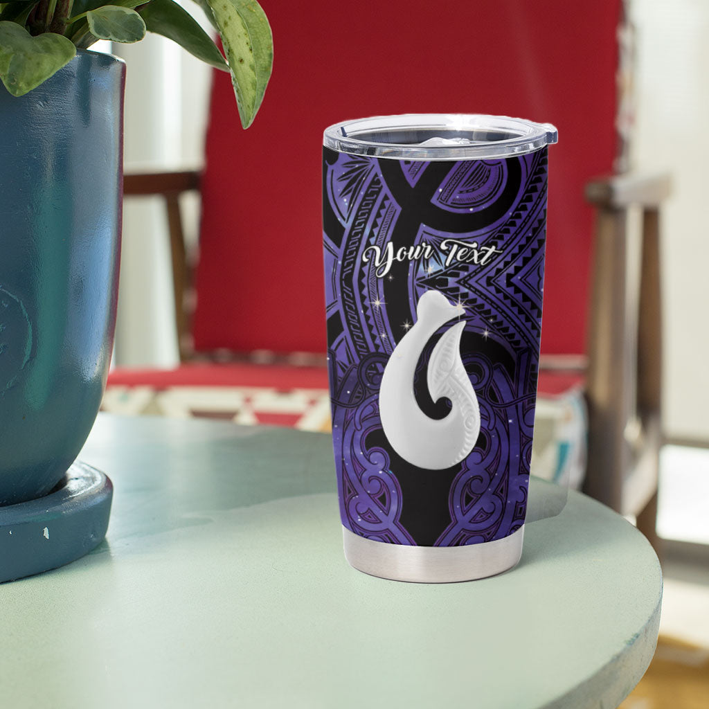 Personalised Maori Matariki Hei Matau Waiporoporo Tumbler Cup Maori Kowhaiwhai Pattern Galaxy LT01 - Polynesian Pride