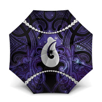 Maori Matariki Hei Matau Waiporoporo Umbrella Maori Kowhaiwhai Pattern Galaxy LT01 One Size Folded 11.42 inch Opened Diameter 37.4 inch Purple - Polynesian Pride