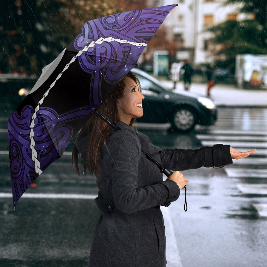 Maori Matariki Hei Matau Waiporoporo Umbrella Maori Kowhaiwhai Pattern Galaxy LT01 - Polynesian Pride