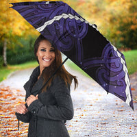 Maori Matariki Hei Matau Waiporoporo Umbrella Maori Kowhaiwhai Pattern Galaxy LT01 - Polynesian Pride