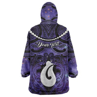 Personalised Maori Matariki Hei Matau Waiporoporo Wearable Blanket Hoodie Maori Kowhaiwhai Pattern Galaxy LT01 - Polynesian Pride