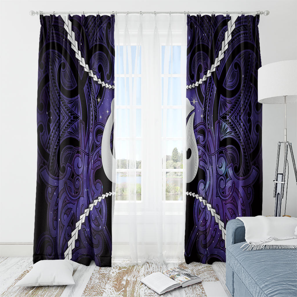 Maori Matariki Hei Matau Waiporoporo Window Curtain Maori Kowhaiwhai Pattern Galaxy