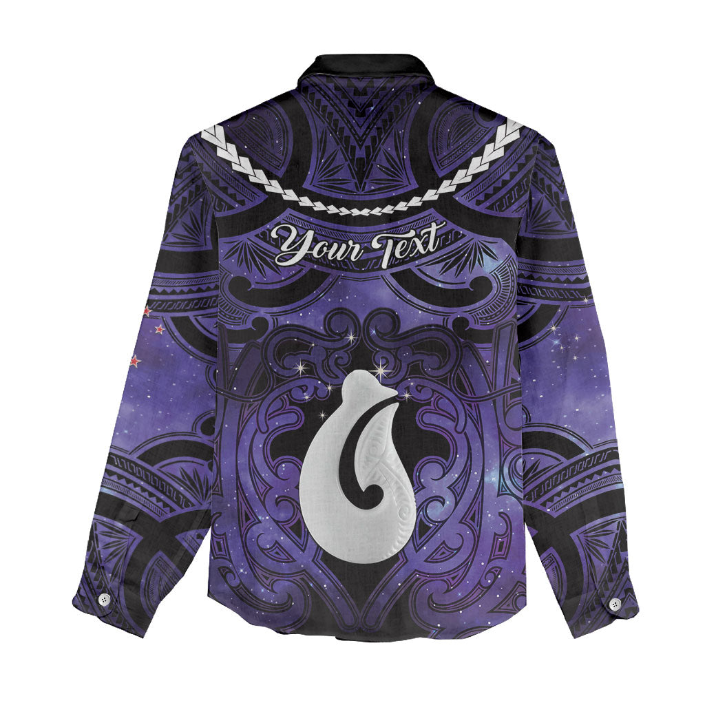 Personalised Maori Matariki Hei Matau Waiporoporo Women Casual Shirt Maori Kowhaiwhai Pattern Galaxy LT01 - Polynesian Pride