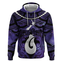 Personalised Maori Matariki Hei Matau Waiporoporo Zip Hoodie Maori Kowhaiwhai Pattern Galaxy LT01 Pullover Hoodie Purple - Polynesian Pride