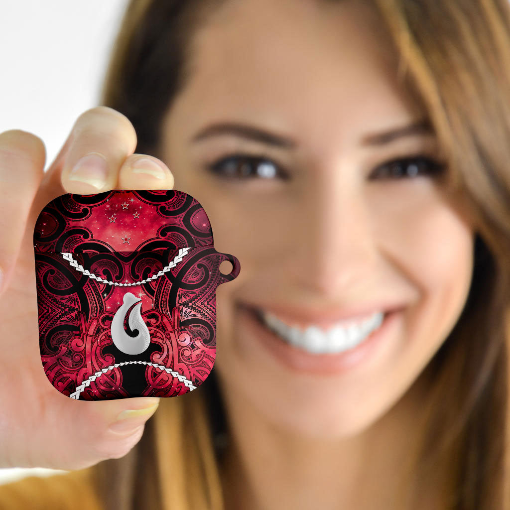 Maori Matariki Hei Matau Whero AirPods Case Maori Kowhaiwhai Pattern Galaxy LT01 - Polynesian Pride