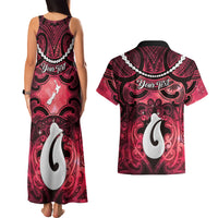 Personalised Maori Matariki Hei Matau Whero Couples Matching Tank Maxi Dress and Hawaiian Shirt Maori Kowhaiwhai Pattern Galaxy