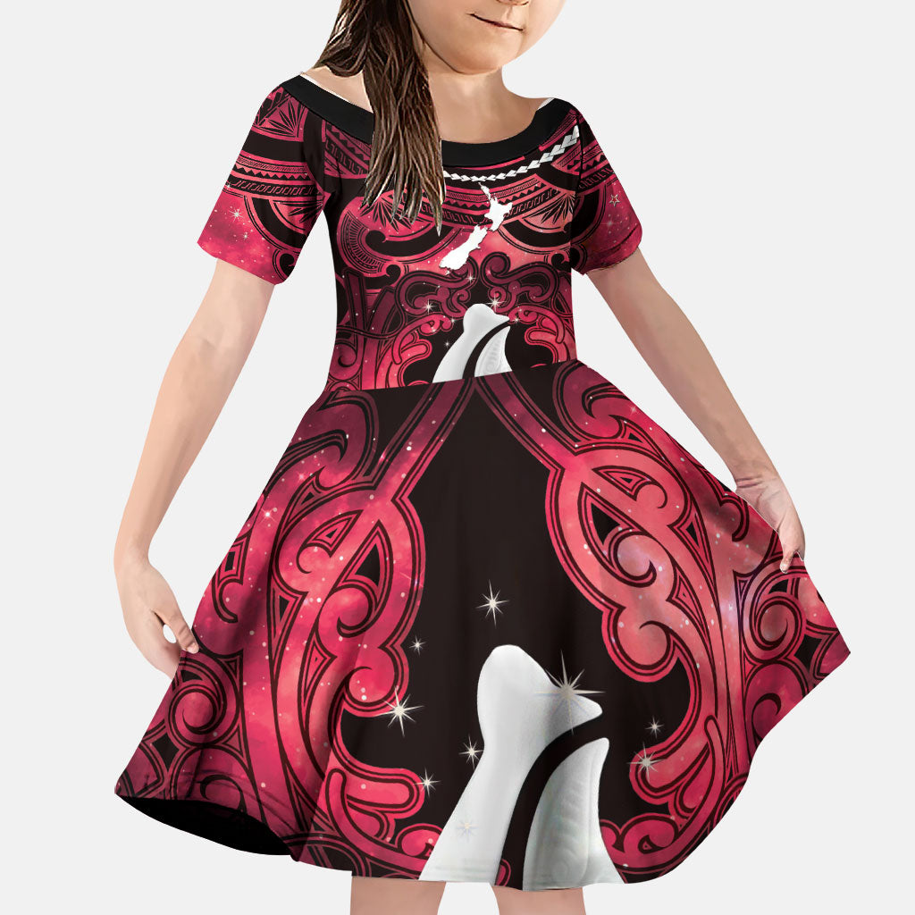 Personalised Maori Matariki Hei Matau Whero Family Matching Puletasi and Hawaiian Shirt Maori Kowhaiwhai Pattern Galaxy