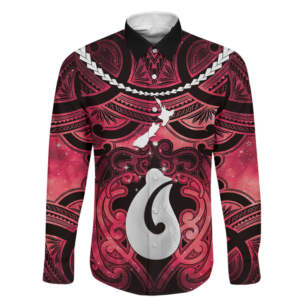 Personalised Maori Matariki Hei Matau Whero Family Matching Puletasi and Hawaiian Shirt Maori Kowhaiwhai Pattern Galaxy