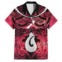 Personalised Maori Matariki Hei Matau Whero Family Matching Tank Maxi Dress and Hawaiian Shirt Maori Kowhaiwhai Pattern Galaxy LT01 Dad's Shirt - Short Sleeve Red - Polynesian Pride