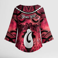 Personalised Maori Matariki Hei Matau Whero Kimono Sleeve Blouse Maori Kowhaiwhai Pattern Galaxy