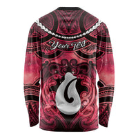 Personalised Maori Matariki Hei Matau Whero Long Sleeve Shirt Maori Kowhaiwhai Pattern Galaxy