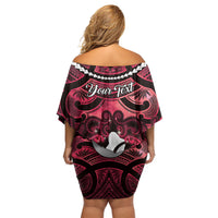 Personalised Maori Matariki Hei Matau Whero Off Shoulder Short Dress Maori Kowhaiwhai Pattern Galaxy