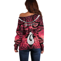 Personalised Maori Matariki Hei Matau Whero Off Shoulder Sweater Maori Kowhaiwhai Pattern Galaxy LT01 - Polynesian Pride
