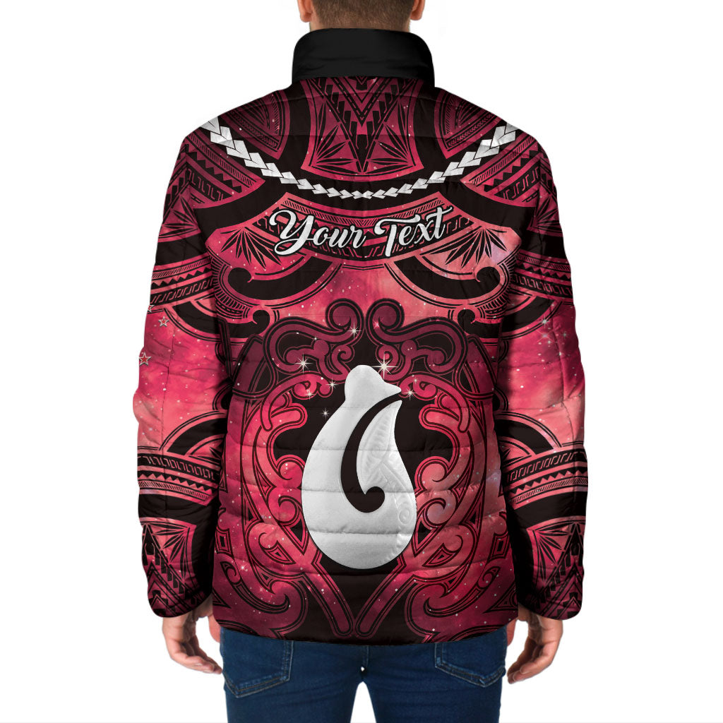 Personalised Maori Matariki Hei Matau Whero Padded Jacket Maori Kowhaiwhai Pattern Galaxy