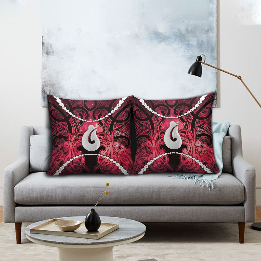 Maori Matariki Hei Matau Whero Pillow Cover Maori Kowhaiwhai Pattern Galaxy