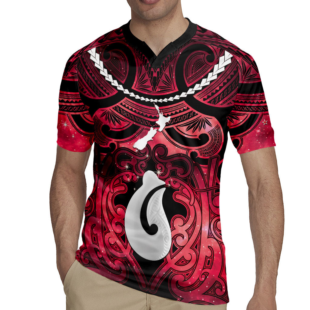 Personalised Maori Matariki Hei Matau Whero Rugby Jersey Maori Kowhaiwhai Pattern Galaxy