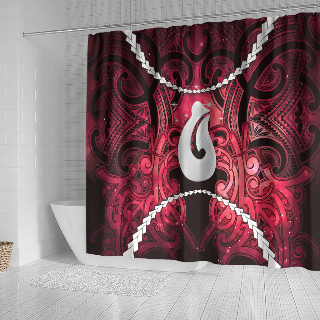 Maori Matariki Hei Matau Whero Shower Curtain Maori Kowhaiwhai Pattern Galaxy LT01 - Polynesian Pride