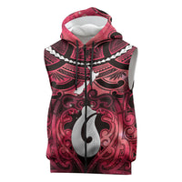 Personalised Maori Matariki Hei Matau Whero Sleeveless Zip Hoodie Maori Kowhaiwhai Pattern Galaxy LT01 Red - Polynesian Pride