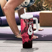 Personalised Maori Matariki Hei Matau Whero Tumbler With Handle Maori Kowhaiwhai Pattern Galaxy