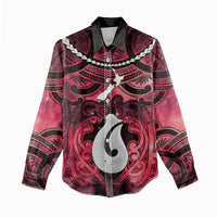 Personalised Maori Matariki Hei Matau Whero Women Casual Shirt Maori Kowhaiwhai Pattern Galaxy LT01 - Polynesian Pride