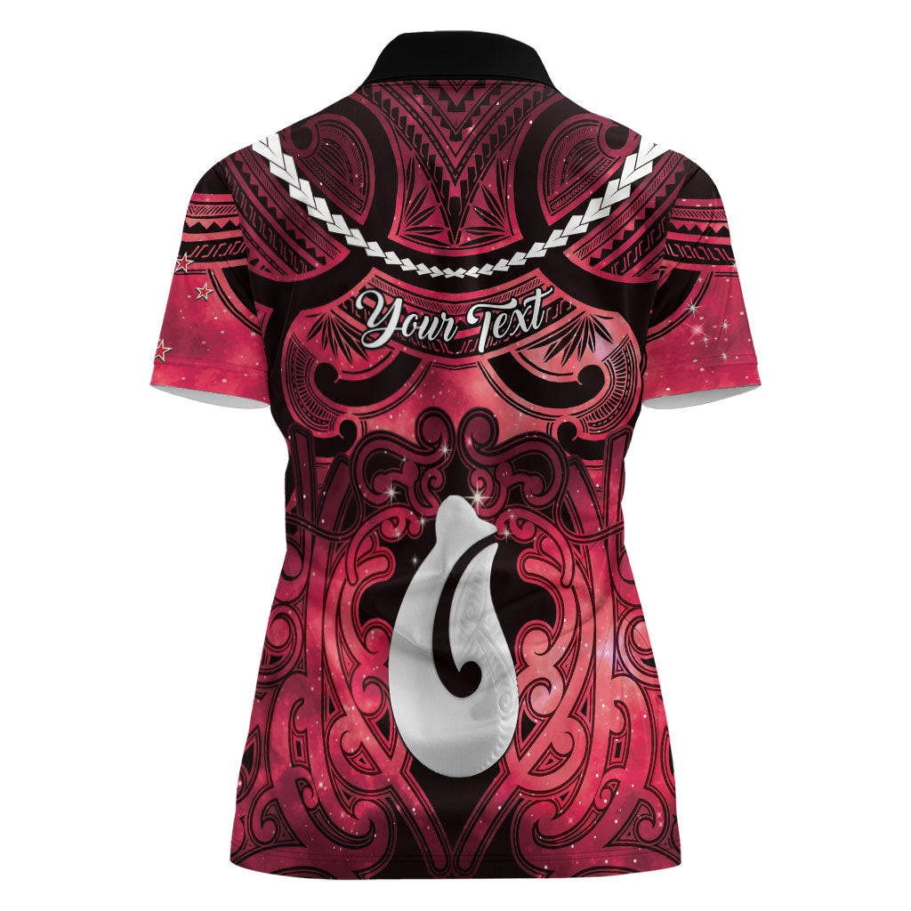 Personalised Maori Matariki Hei Matau Whero Women Polo Shirt Maori Kowhaiwhai Pattern Galaxy LT01 - Polynesian Pride