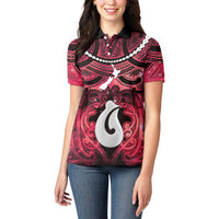 Personalised Maori Matariki Hei Matau Whero Women Polo Shirt Maori Kowhaiwhai Pattern Galaxy LT01 - Polynesian Pride