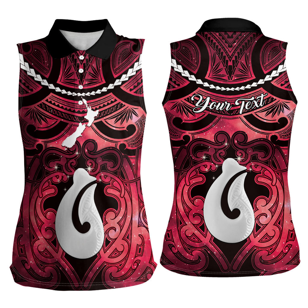 Personalised Maori Matariki Hei Matau Whero Women Sleeveless Polo Shirt Maori Kowhaiwhai Pattern Galaxy LT01 - Polynesian Pride