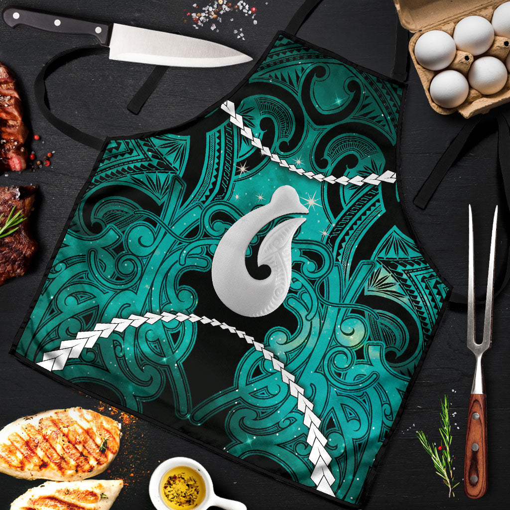 Maori Matariki Hei Matau Turquoise Apron Maori Kowhaiwhai Pattern Galaxy