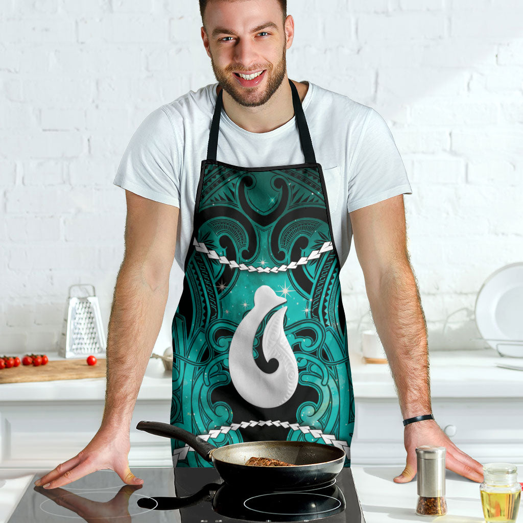 Maori Matariki Hei Matau Turquoise Apron Maori Kowhaiwhai Pattern Galaxy