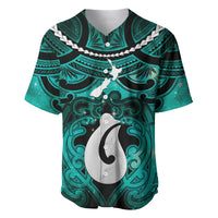 Personalised Maori Matariki Hei Matau Turquoise Baseball Jersey Maori Kowhaiwhai Pattern Galaxy