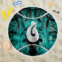 Maori Matariki Hei Matau Turquoise Beach Blanket Maori Kowhaiwhai Pattern Galaxy