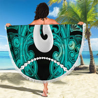 Maori Matariki Hei Matau Turquoise Beach Blanket Maori Kowhaiwhai Pattern Galaxy