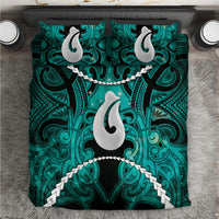 Maori Matariki Hei Matau Turquoise Bedding Set Maori Kowhaiwhai Pattern Galaxy