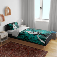 Maori Matariki Hei Matau Turquoise Bedding Set Maori Kowhaiwhai Pattern Galaxy